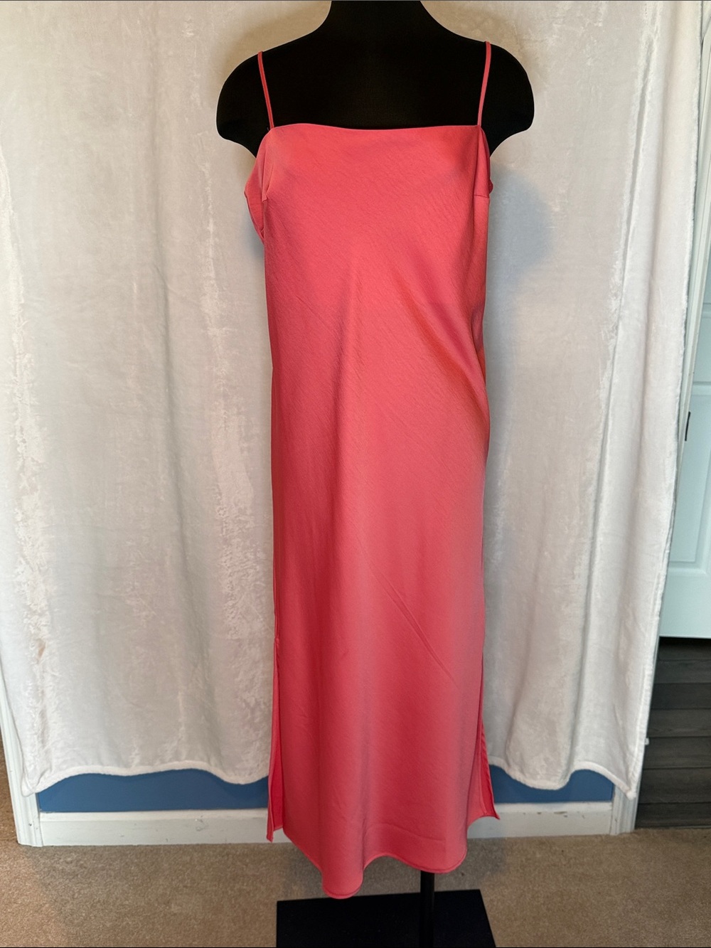 Elegant peachy Slip Dress with Spaghetti Straps